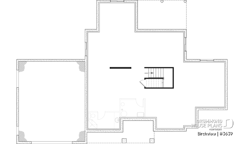 Unfinished basement (Optional $) - French Country style home plan with fabulous master suite on main floor - Birchview