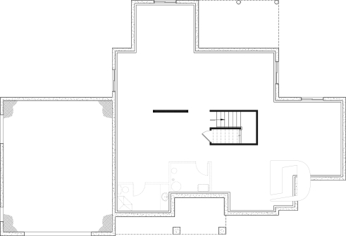 Unfinished basement (Optional $) - French Country style home plan with fabulous master suite on main floor - Birchview