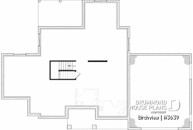 Unfinished basement (Optional $) - French Country style home plan with fabulous master suite on main floor - Birchview