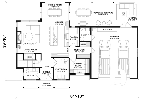 1st level - Two-story country home with double garage, 3 bedrooms and great panoramic view at the back of the house - Sophia