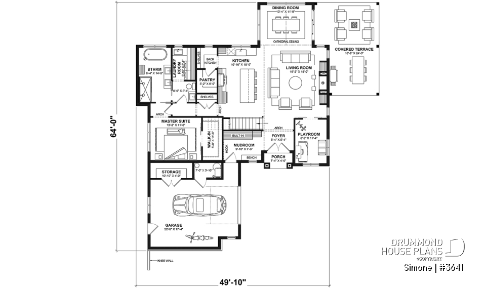 1st level - Stunning French Country Style Home, L-Shaped, No Basement, 3 to 4 Bedrooms, 2 Family Rooms - Simone