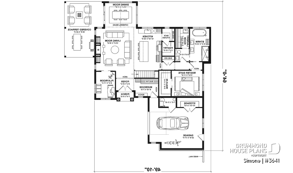 1st level - Stunning French Country Style Home, L-Shaped, No Basement, 3 to 4 Bedrooms, 2 Family Rooms - Simone