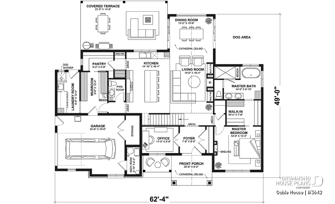 1st level - French Modern style house with garage, 3 to 4 bedrooms, open floor plan, lots of natural light! - Gable House