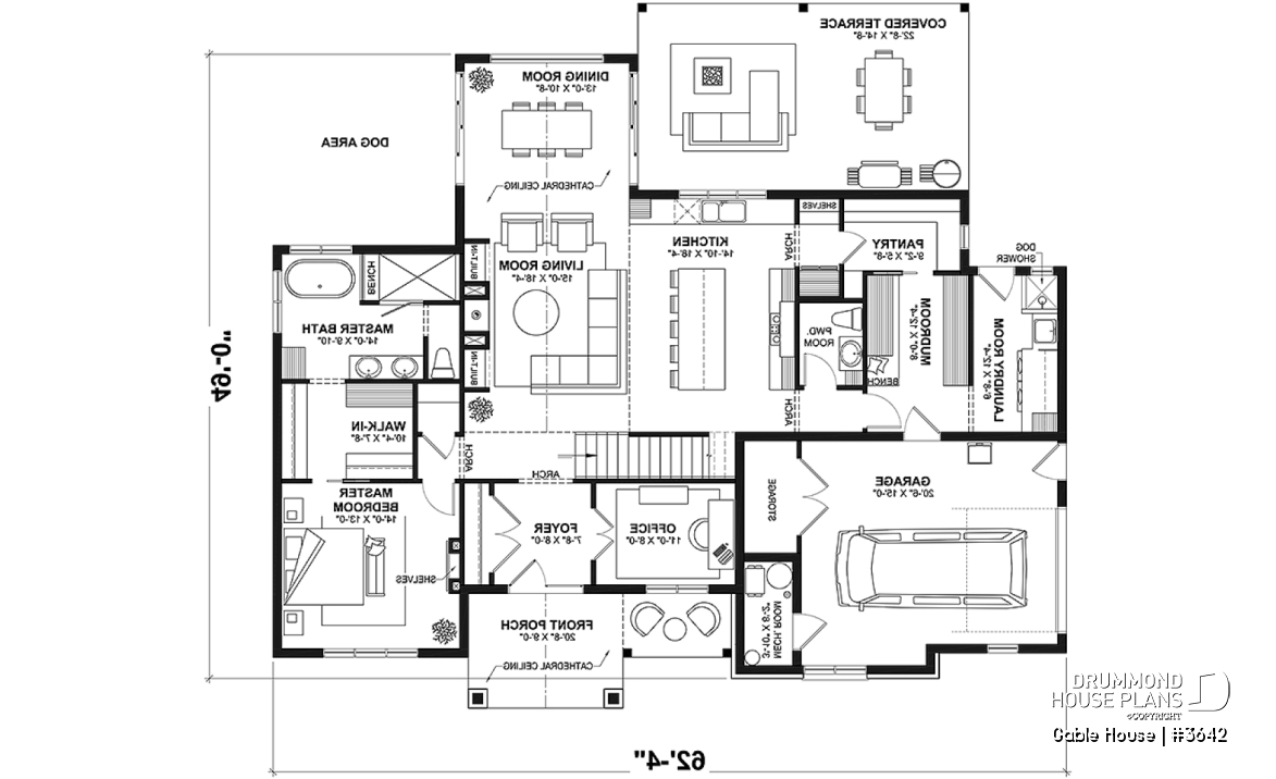 1st level - French Modern style house with garage, 3 to 4 bedrooms, open floor plan, lots of natural light! - Gable House