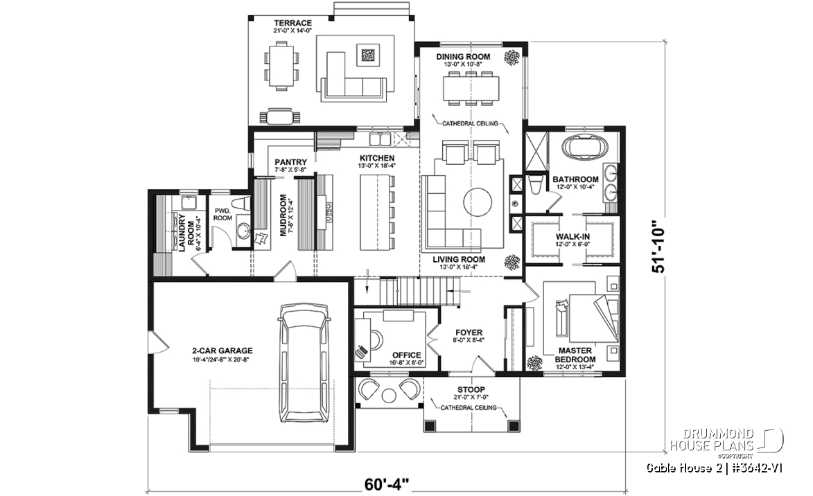 1st level - 4-Bedroom Classic Two-Story House Plan – Open Concept Design with Garage &amp; Optional Basement - Gable House 2