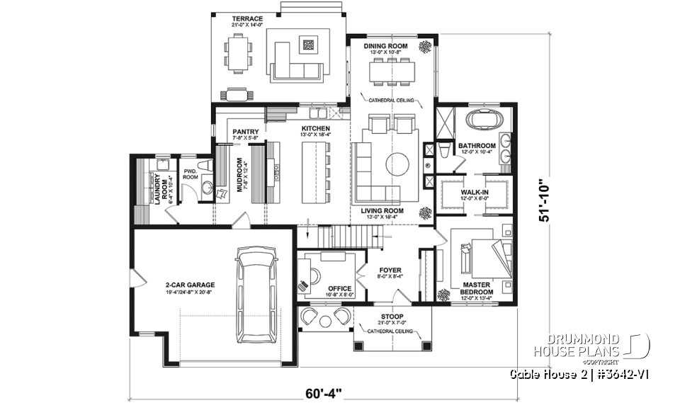 1st level - 4-Bedroom Classic Two-Story House Plan – Open Concept Design with Garage &amp; Optional Basement - Gable House 2