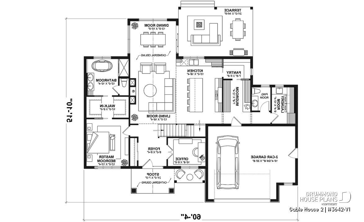 1st level - 4-Bedroom Classic Two-Story House Plan – Open Concept Design with Garage &amp; Optional Basement - Gable House 2