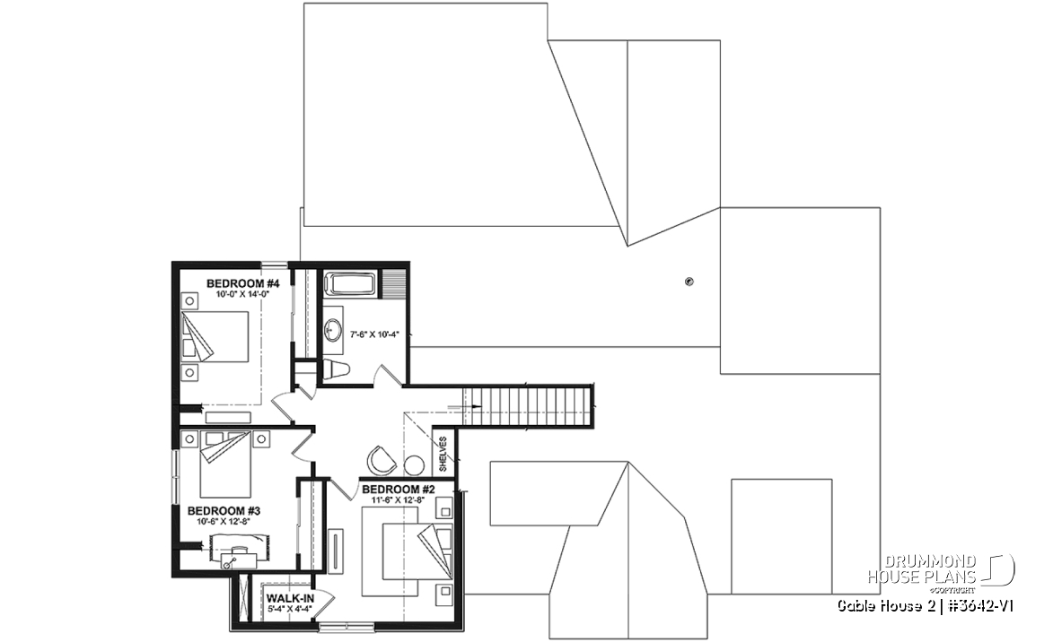 2nd level - 4-Bedroom Classic Two-Story House Plan – Open Concept Design with Garage &amp; Optional Basement - Gable House 2