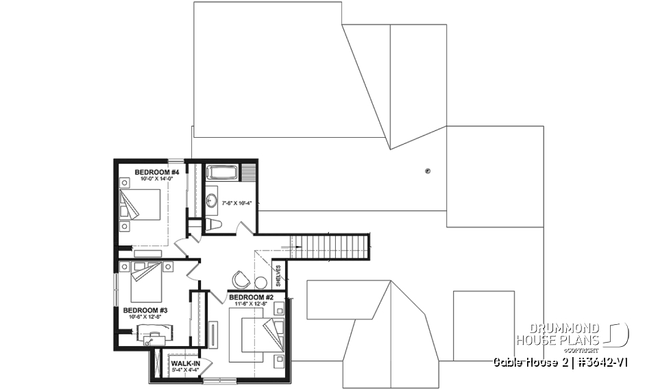 2nd level - 4-Bedroom Classic Two-Story House Plan – Open Concept Design with Garage &amp; Optional Basement - Gable House 2