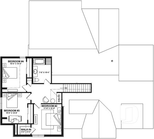 2nd level - 4-Bedroom Classic Two-Story House Plan – Open Concept Design with Garage & Optional Basement - Gable House 2