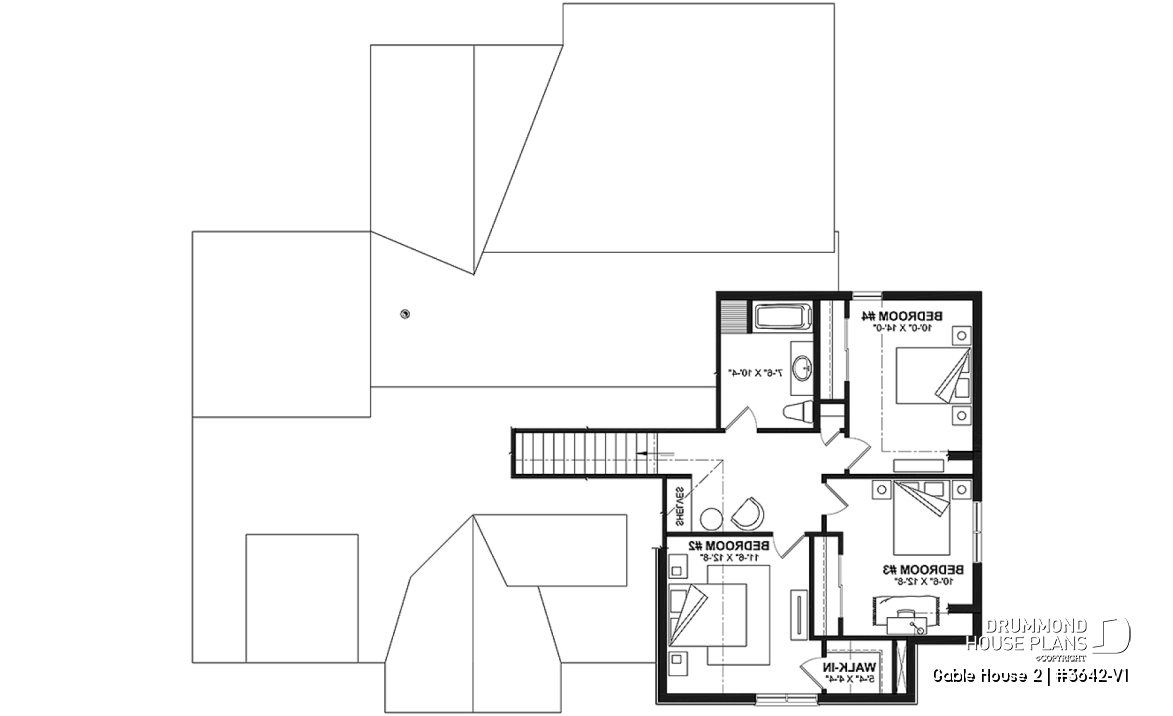 2nd level - 4-Bedroom Classic Two-Story House Plan – Open Concept Design with Garage &amp; Optional Basement - Gable House 2