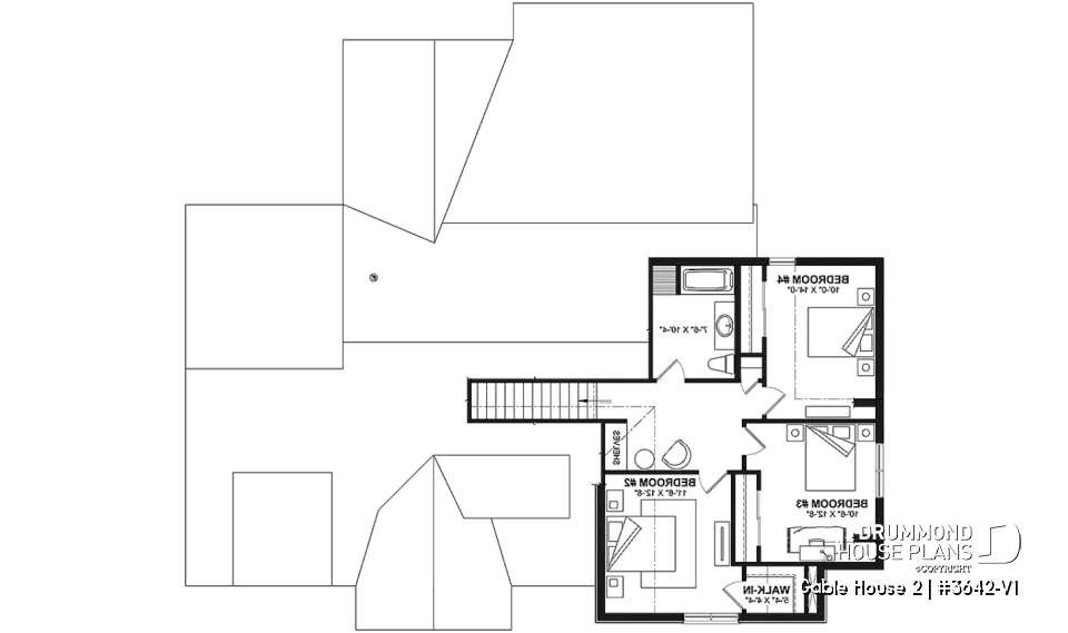 2nd level - 4-Bedroom Classic Two-Story House Plan – Open Concept Design with Garage &amp; Optional Basement - Gable House 2