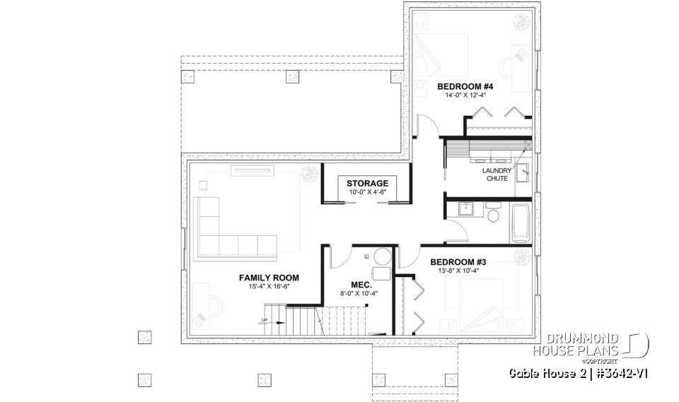 Finished basement (Optional $) - 4-Bedroom Classic Two-Story House Plan – Open Concept Design with Garage &amp; Optional Basement - Gable House 2