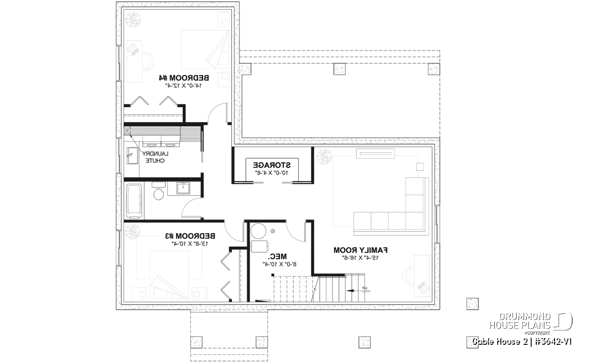 Finished basement (Optional $) - 4-Bedroom Classic Two-Story House Plan – Open Concept Design with Garage &amp; Optional Basement - Gable House 2