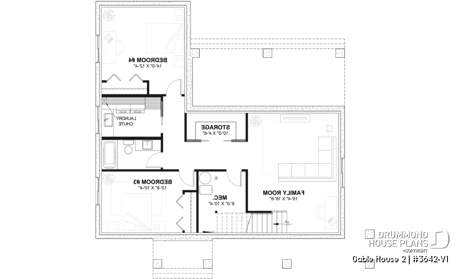 Finished basement (Optional $) - 4-Bedroom Classic Two-Story House Plan – Open Concept Design with Garage &amp; Optional Basement - Gable House 2