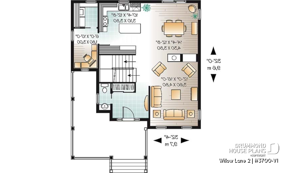 1st level - 2 storey colonial home with 3 bedrooms, home office, wraparound porch, economical house costs  - Willow Lane 2