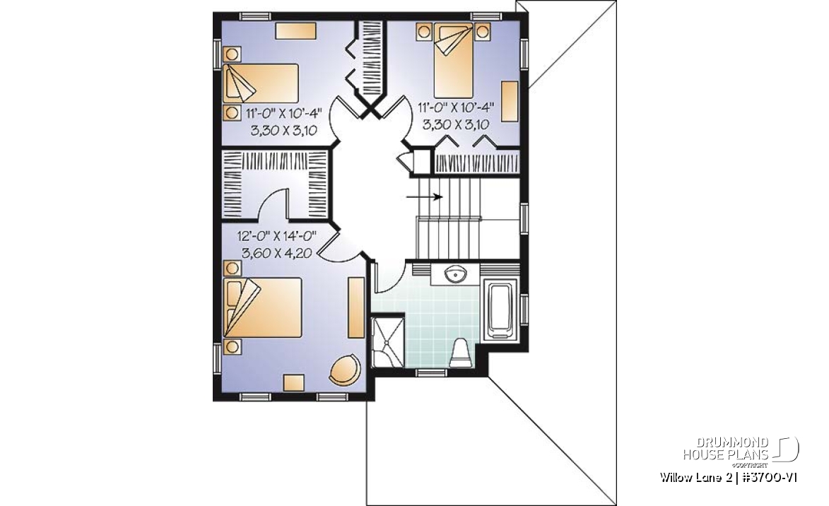 2nd level - 2 storey colonial home with 3 bedrooms, home office, wraparound porch, economical house costs  - Willow Lane 2