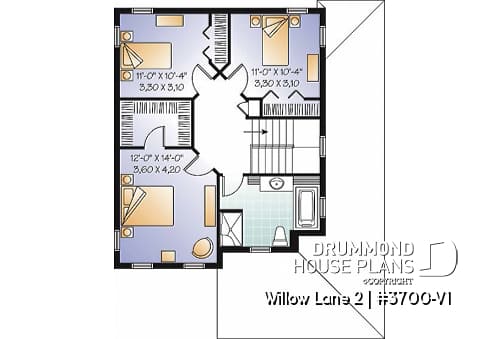 2nd level - 2 storey colonial home with 3 bedrooms, home office, wraparound porch, economical house costs  - Willow Lane 2