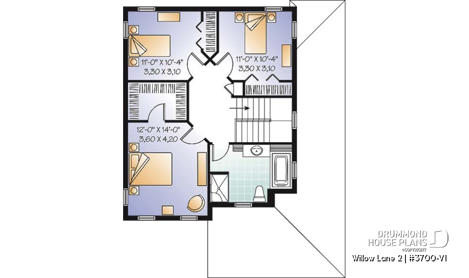 2nd level - 2 storey colonial home with 3 bedrooms, home office, wraparound porch, economical house costs  - Willow Lane 2