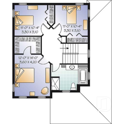 2nd level - 2 storey colonial home with 3 bedrooms, home office, wraparound porch, economical house costs  - Willow Lane 2