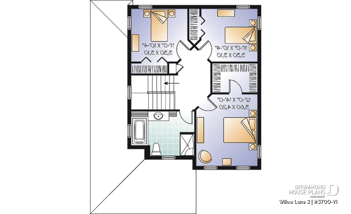 2nd level - 2 storey colonial home with 3 bedrooms, home office, wraparound porch, economical house costs  - Willow Lane 2