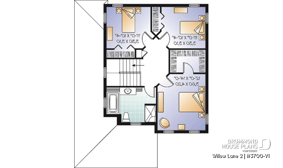 2nd level - 2 storey colonial home with 3 bedrooms, home office, wraparound porch, economical house costs  - Willow Lane 2