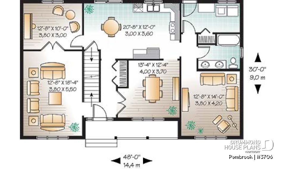 1st level - Economical &amp; simple 4 bedroom traditional 2-storey house plan, 2 living rooms, lots of space for big families - Pembrook