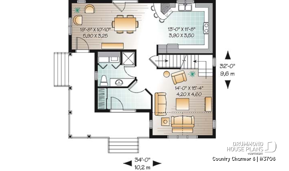 1st level - Farmhouse country style with 3 bedrooms and comfortable kitchen / dining room area - Country Charmer 8