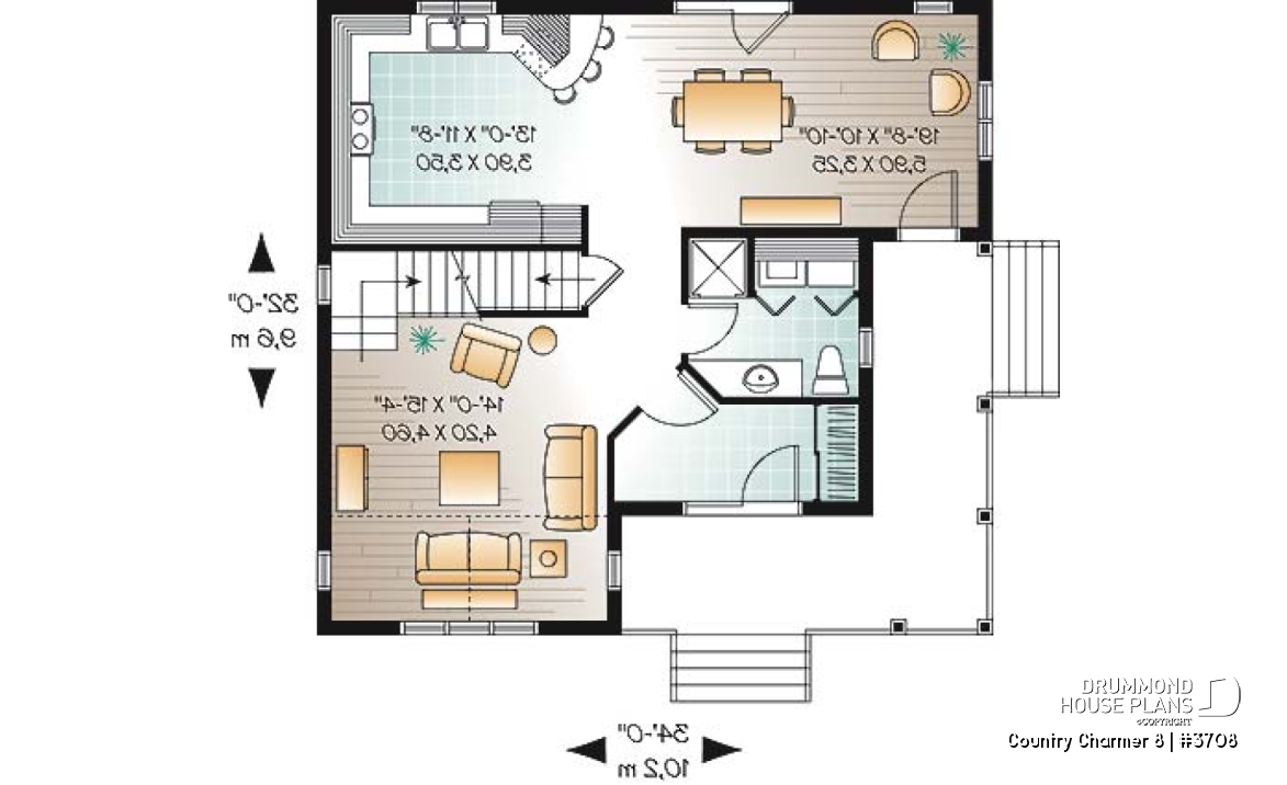 1st level - Farmhouse country style with 3 bedrooms and comfortable kitchen / dining room area - Country Charmer 8
