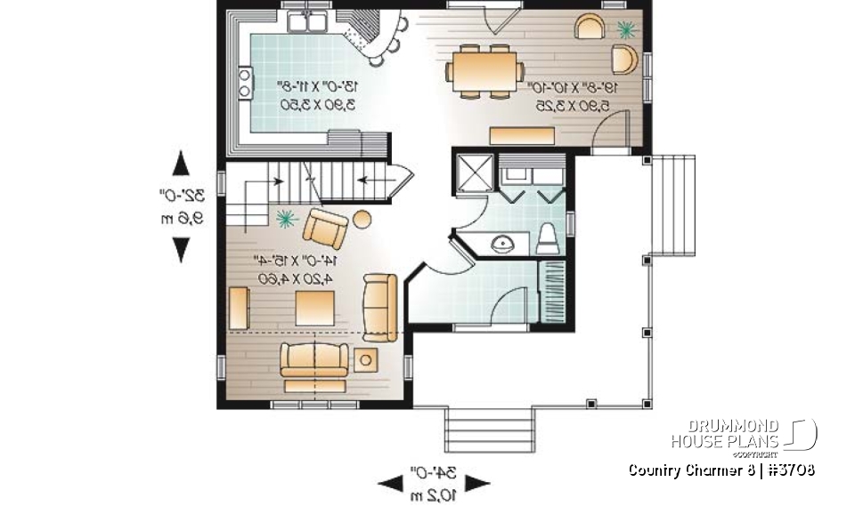 1st level - Farmhouse country style with 3 bedrooms and comfortable kitchen / dining room area - Country Charmer 8