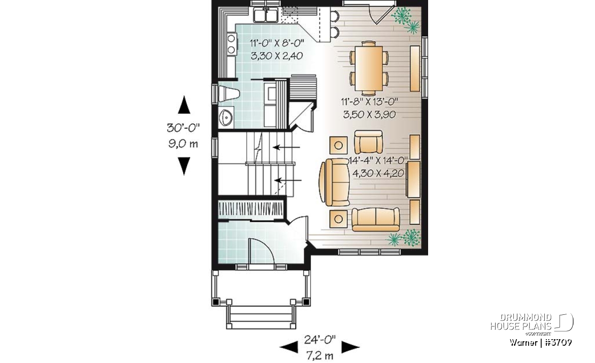 1st level - 2 storey, 3 bedroom American style home plan, open floor plan &amp;  large foyer, many foundation options avail. - Warner