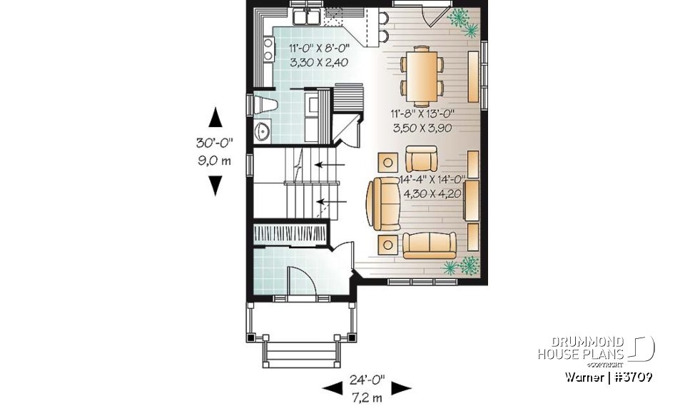 1st level - 2 storey, 3 bedroom American style home plan, open floor plan &amp;  large foyer, many foundation options avail. - Warner