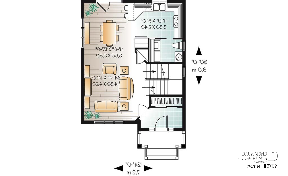 1st level - 2 storey, 3 bedroom American style home plan, open floor plan &amp;  large foyer, many foundation options avail. - Warner
