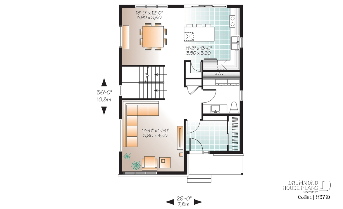 1st level - 3 bedroom Modern home design, master bedroom with large walk-in and corner desk, laundry on main floor, pantry - Collins