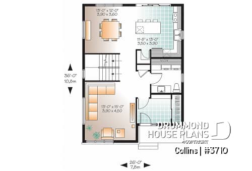 1st level - 3 bedroom Modern home design, master bedroom with large walk-in and corner desk, laundry on main floor, pantry - Collins