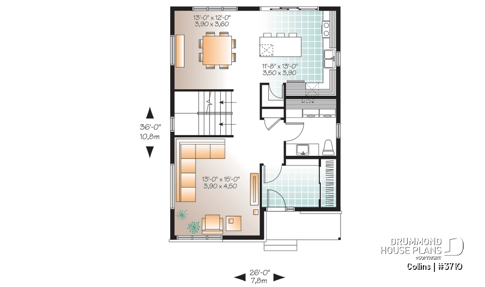 1st level - 3 bedroom Modern home design, master bedroom with large walk-in and corner desk, laundry on main floor, pantry - Collins