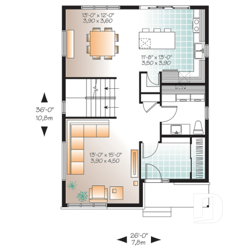 1st level - 3 bedroom Modern home design, master bedroom with large walk-in and corner desk, laundry on main floor, pantry - Collins