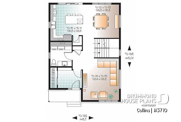 1st level - 3 bedroom Modern home design, master bedroom with large walk-in and corner desk, laundry on main floor, pantry - Collins