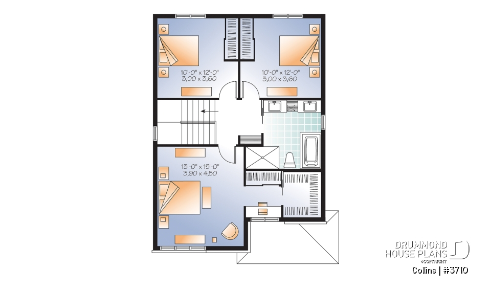 2nd level - 3 bedroom Modern home design, master bedroom with large walk-in and corner desk, laundry on main floor, pantry - Collins