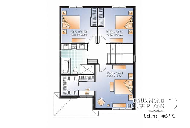 2nd level - 3 bedroom Modern home design, master bedroom with large walk-in and corner desk, laundry on main floor, pantry - Collins