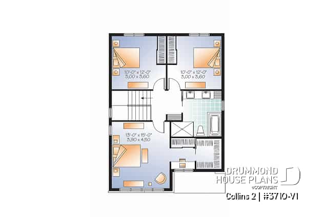 2nd level - Affordable Modern home plan with open kitchen / dining area, 3 bedrooms, mudroom and large laundry room - Collins 2