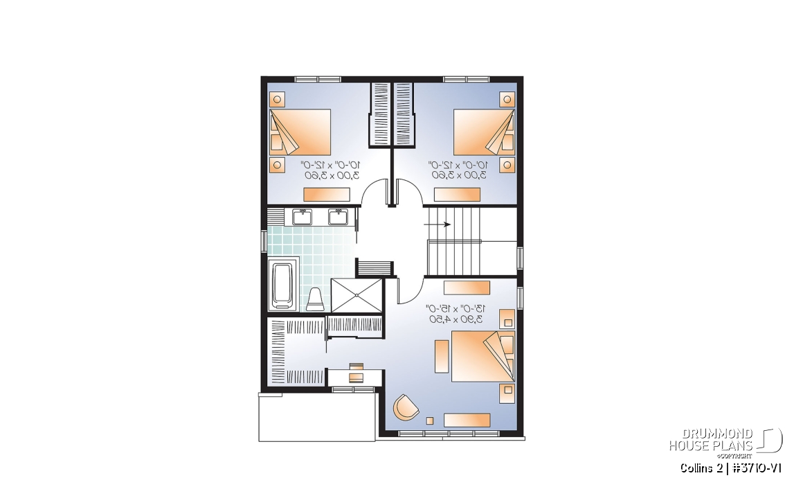 2nd level - Affordable Modern home plan with open kitchen / dining area, 3 bedrooms, mudroom and large laundry room - Collins 2