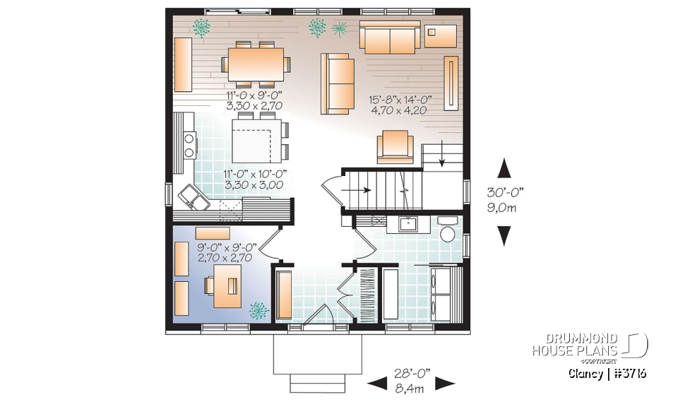 1st level - Economical English style 3 bedrooms home, open floor plan, home office and laundry room on main floor - Clancy