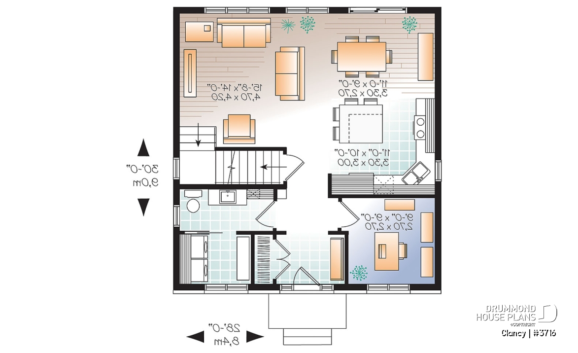 1st level - Economical English style 3 bedrooms home, open floor plan, home office and laundry room on main floor - Clancy