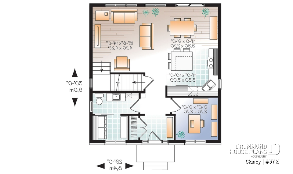 1st level - Economical English style 3 bedrooms home, open floor plan, home office and laundry room on main floor - Clancy