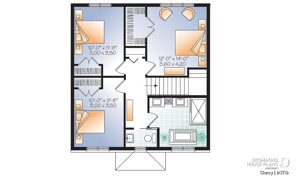 2nd level - Economical English style 3 bedrooms home, open floor plan, home office and laundry room on main floor - Clancy