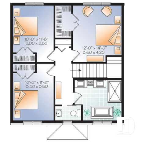 2nd level - Economical English style 3 bedrooms home, open floor plan, home office and laundry room on main floor - Clancy