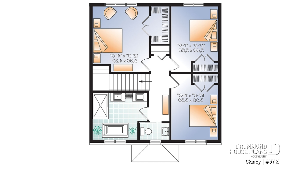 2nd level - Economical English style 3 bedrooms home, open floor plan, home office and laundry room on main floor - Clancy