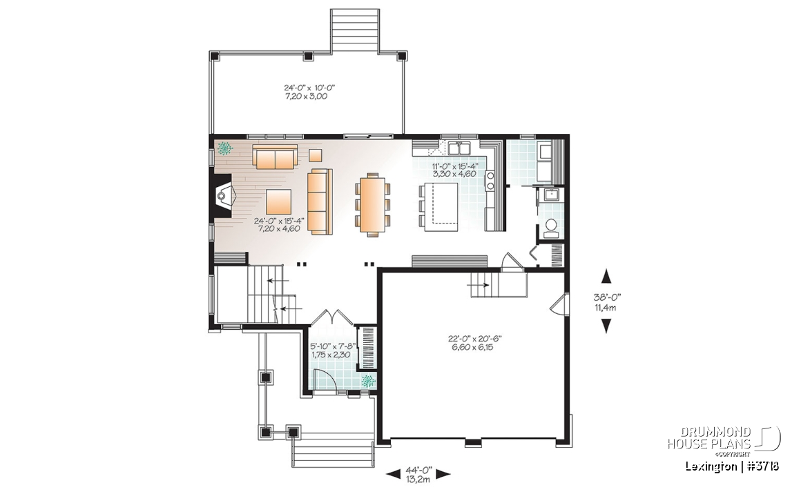 1st level - Modern Rustic home design with 4 beds, great covered terrace and open floor plan layout - Lexington