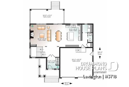 1st level - Modern Rustic home design with 4 beds, great covered terrace and open floor plan layout - Lexington